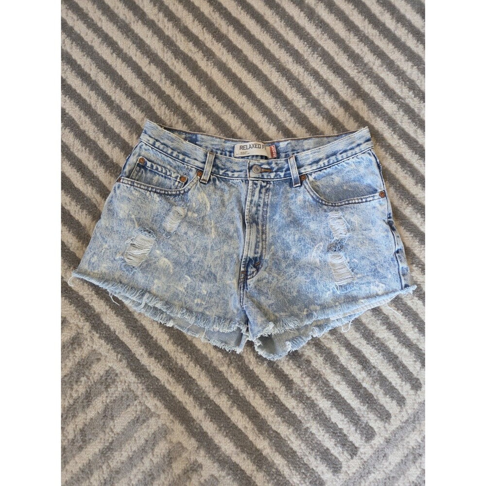 Women's Levis 550 Relaxed Fit Acid Wash Denim Shorts Size 32